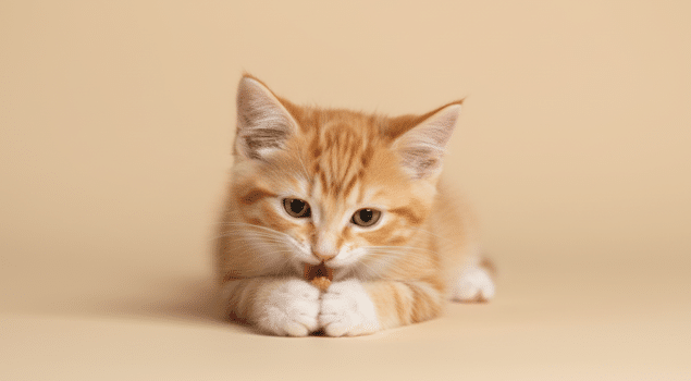 chaton qui mange friandise