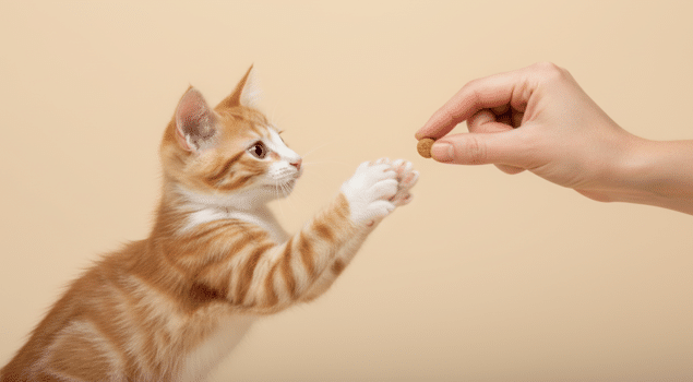 Chaton qui prend une récompense