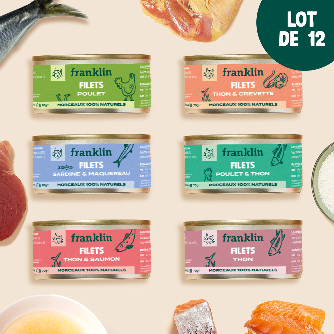 Franklin Alimentation premium pour chien et chat. Choisissez la meilleure nourriture pour votre animal : Croquettes sans céréales riches en protéines et faibles en glucides. Découvrez notre large gamme de pâtées et de friandises riches en viande !