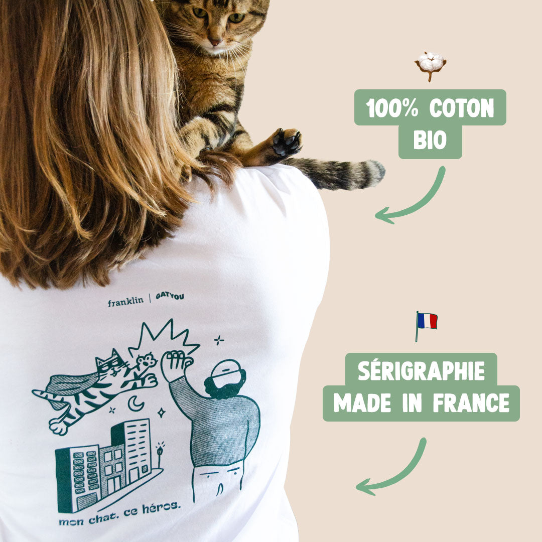 T-SHIRT UNISEXE SUPER-HÉROS CHAT