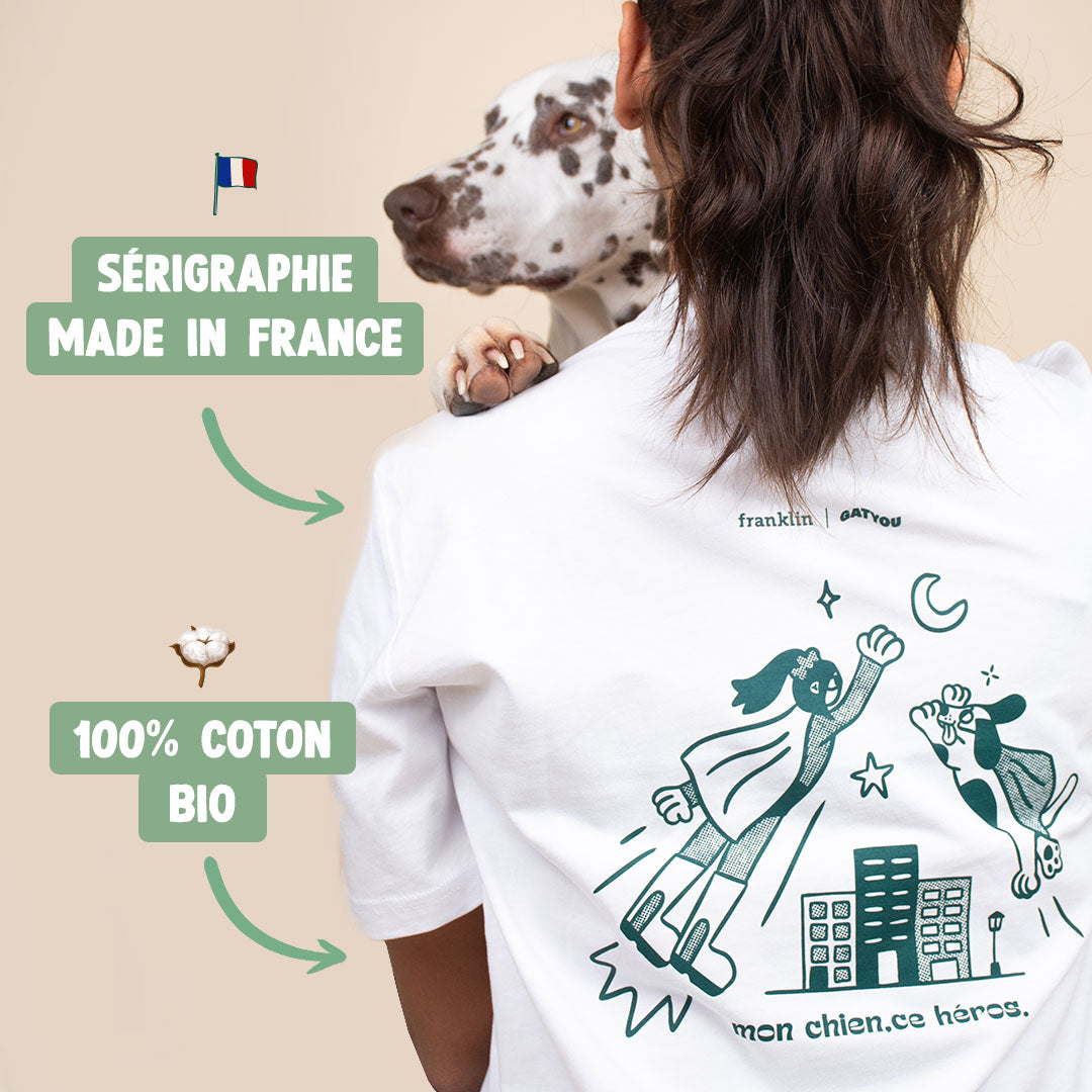 T-SHIRT UNISEXE SUPER-HÉROS CHIEN