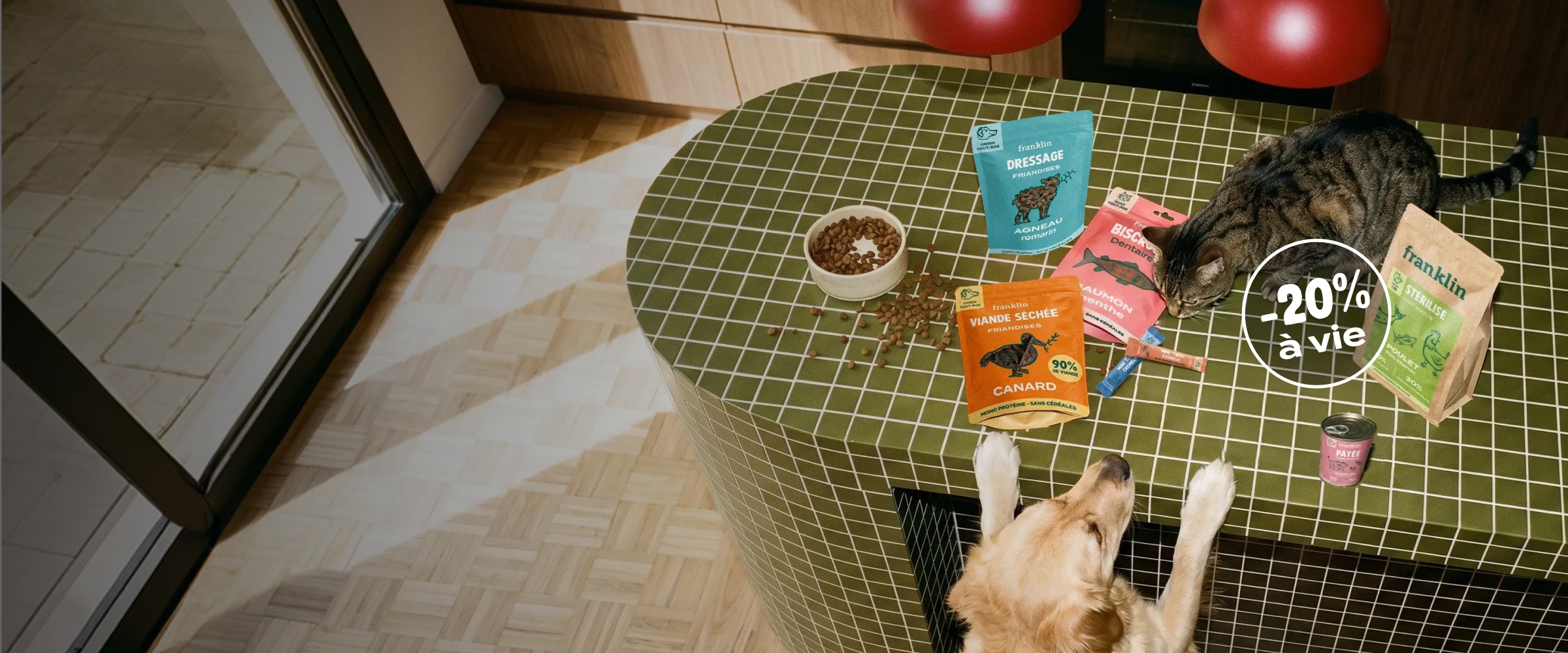 Franklin Alimentation premium pour chien et chat. Choisissez la meilleure nourriture pour votre animal : Croquettes sans céréales riches en protéines et faibles en glucides. Découvrez notre large gamme de pâtées et de friandises riches en viande !