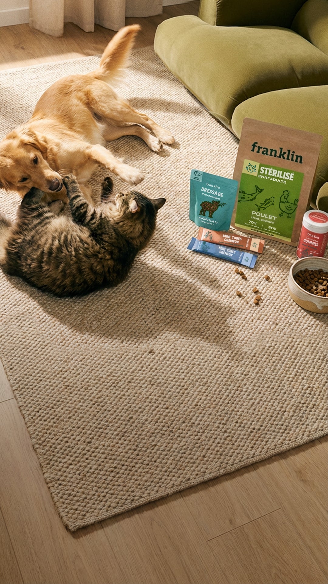 Franklin Alimentation premium pour chien et chat. Choisissez la meilleure nourriture pour votre animal : Croquettes sans céréales riches en protéines et faibles en glucides. Découvrez notre large gamme de pâtées et de friandises riches en viande !
