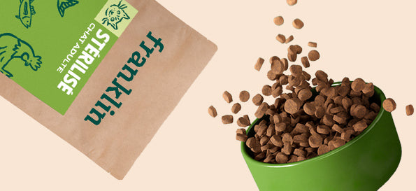 Franklin Alimentation premium pour chien et chat. Choisissez la meilleure nourriture pour votre animal : Croquettes sans céréales riches en protéines et faibles en glucides. Découvrez notre large gamme de pâtées et de friandises riches en viande !