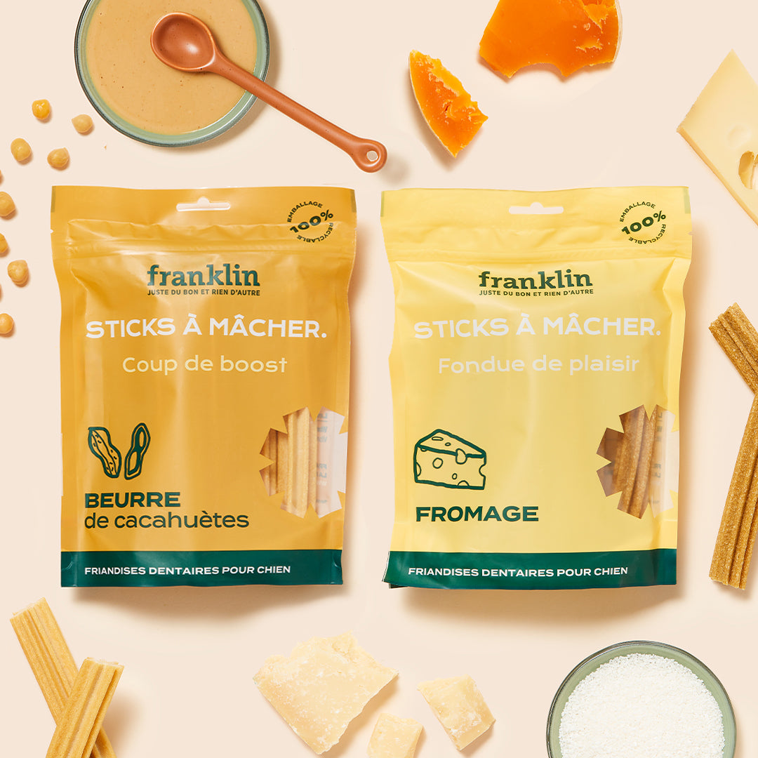DUO DE STICKS DENTAIRES - FROMAGE & CACAHUÈTES